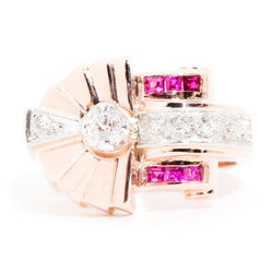 Lois 14 Carat Rose Gold Ruby Diamond Vintage Sundial Ring Rings Imperial Jewellery Imperial Jewellery - Hamilton