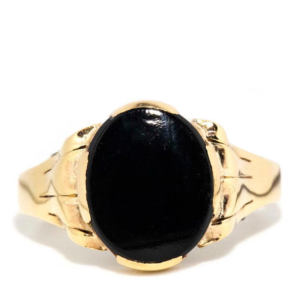 Lottie 1970s Oval Onyx Signet Ring 9ct Gold Rings Imperial Jewellery Imperial Jewellery - Hamilton 
