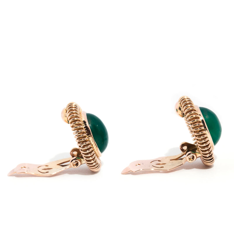 Louise 9ct Gold Vintage Green Quartz Clip Earrings* OB Gemmo $ Earrings Imperial Jewellery 