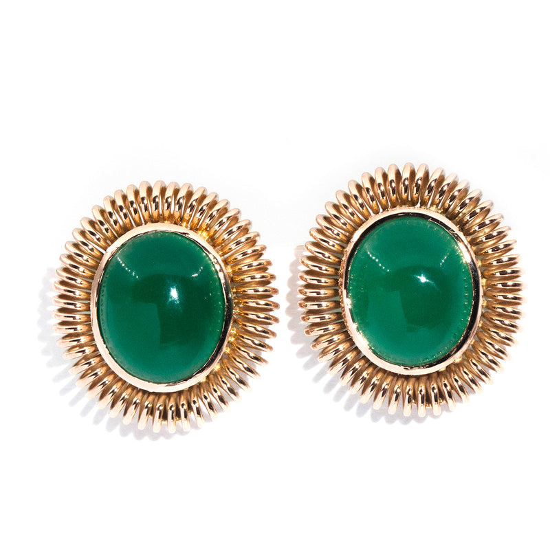 Louise 9ct Gold Vintage Green Quartz Clip Earrings* OB Gemmo $ Earrings Imperial Jewellery Imperial Jewellery - Hamilton 