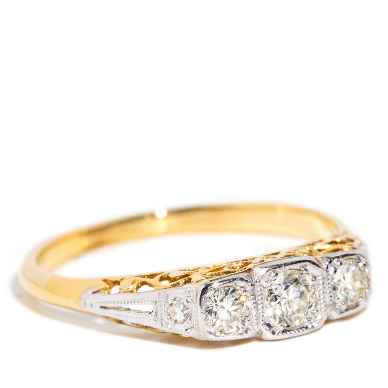 Lourdes 1960s Transition Cut Diamond Five Stone Ring 9ct Gold* DRAFT Rings Imperial Jewellery 