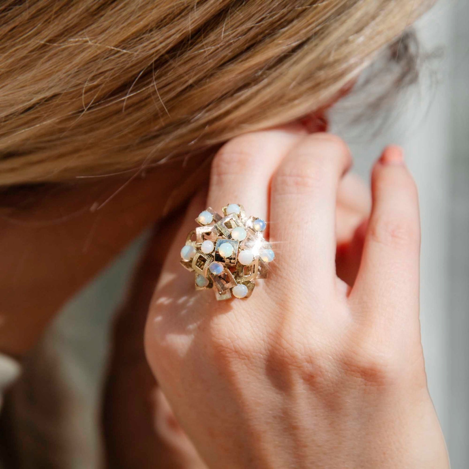 Crystal cluster ring on sale