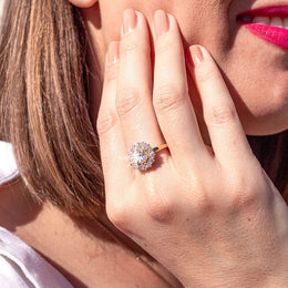 Lucas Diamond Halo Vintage Engagement Ring Rings Imperial Jewellery - Auctions, Antique, Vintage & Estate 