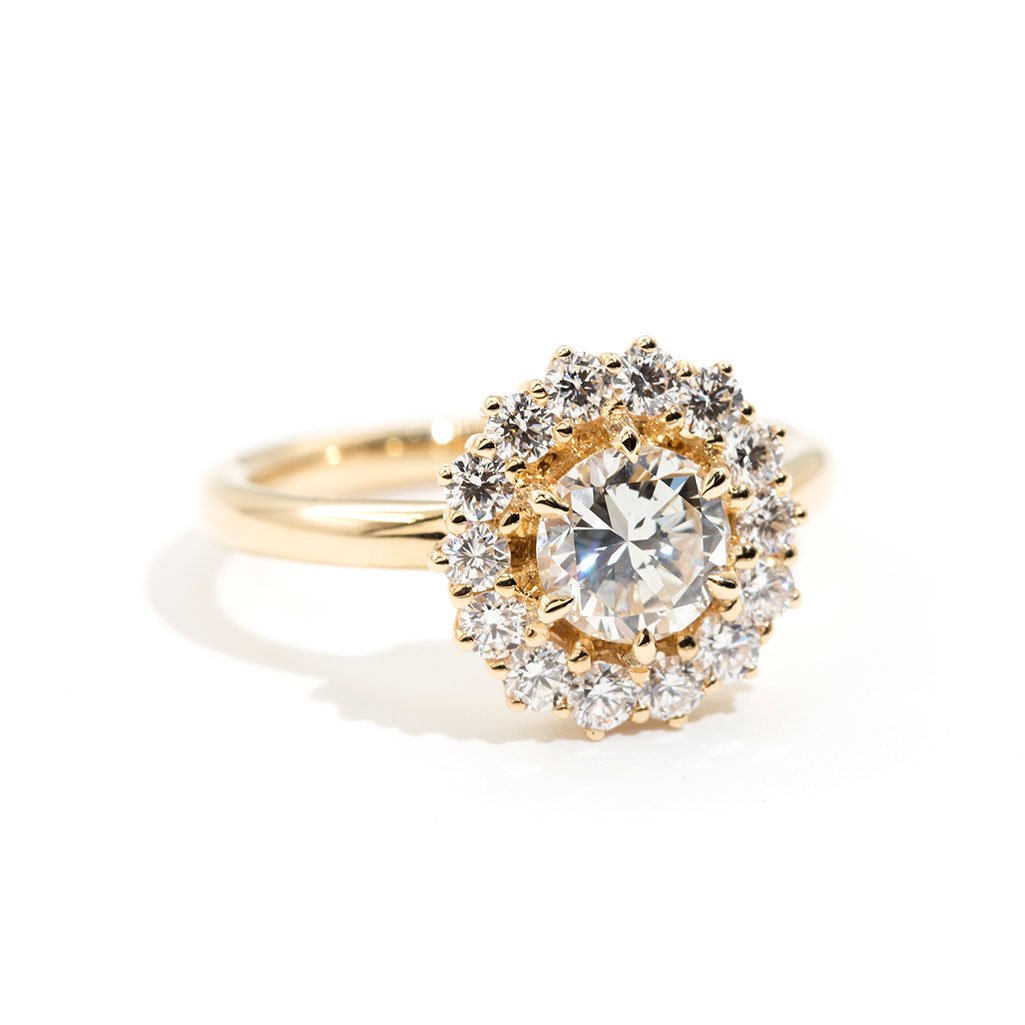 Lucas Diamond Halo Vintage Engagement Ring Rings Imperial Jewellery - Auctions, Antique, Vintage & Estate 