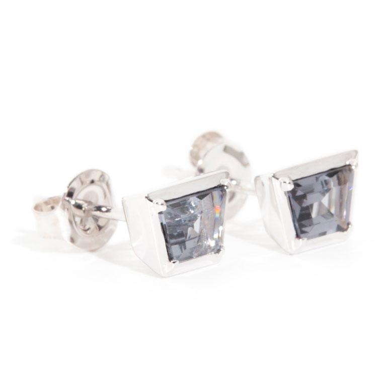Lucie 9ct Gold Blue Grey Spinel Contemporary Stud Earrings Earrings Imperial Jewellery 