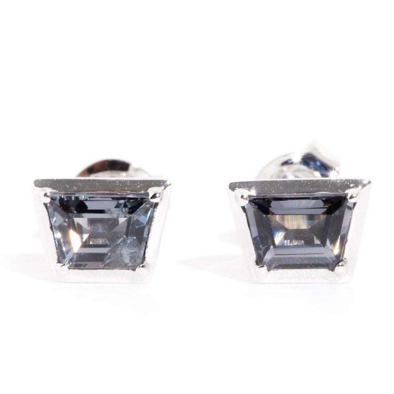 Lucie 9ct Gold Blue Grey Spinel Contemporary Stud Earrings Earrings Imperial Jewellery 