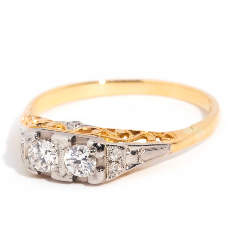 Lucius 18ct Yellow & White Gold Vintage Diamond Ring* GTG Rings Imperial Jewellery 