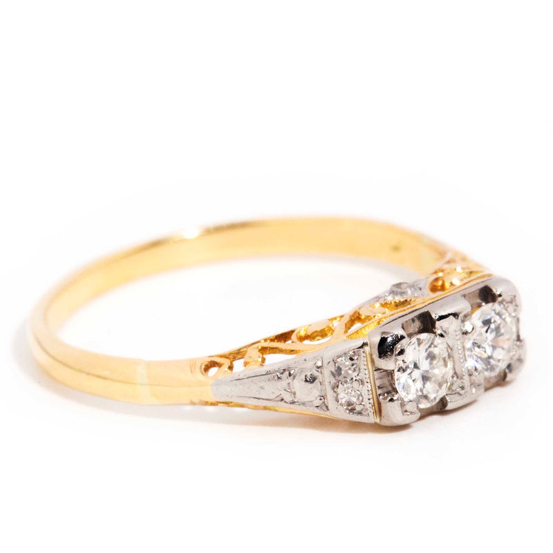 Lucius 18ct Yellow & White Gold Vintage Diamond Ring* GTG Rings Imperial Jewellery 
