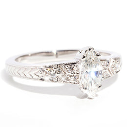 Luella 18 Carat White Gold Certified Diamond Vintage Ring Rings Imperial Jewellery
