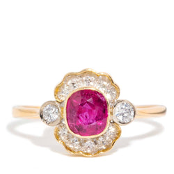Lydia 1980s Ruby & Diamond Cluster Ring 18ct Gold Rings Imperial Jewellery Imperial Jewellery - Hamilton 