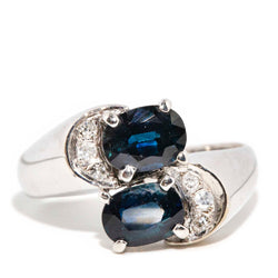 Lynette 1980s 1.85ct Sapphire & Diamond Ring 14ct White Gold Rings Imperial Jewellery Imperial Jewellery - Hamilton 