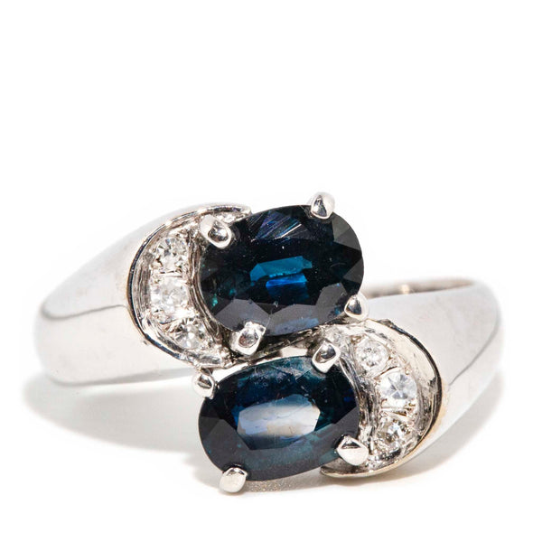 Lynette 1980s 1.85ct Sapphire & Diamond Ring 14ct White Gold Rings Imperial Jewellery Imperial Jewellery - Hamilton 