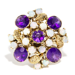 Madena 1970s Opal & Amethyst Cocktail Ring 10ct Gold Rings Imperial Jewellery Imperial Jewellery - Hamilton 