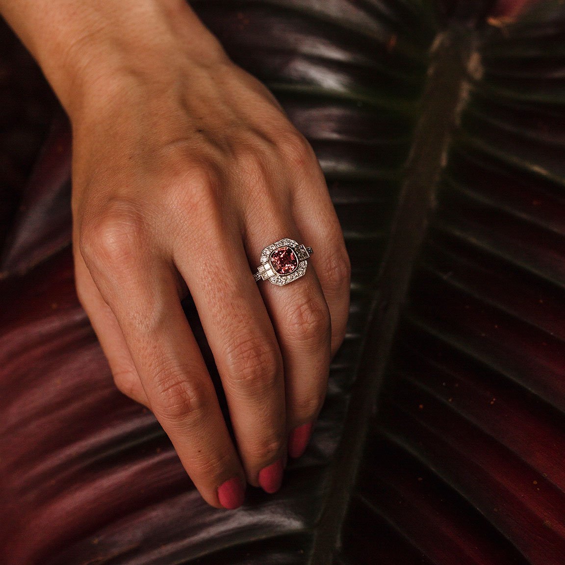 Magnolia Spinel & Diamond Ring Ring Imperial Jewellery - Auctions, Antique, Vintage & Estate 