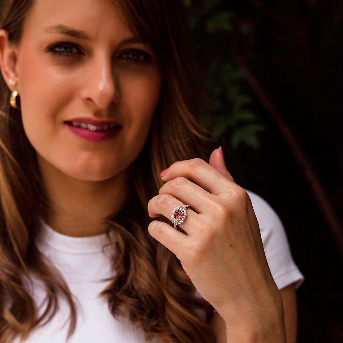 Magnolia Spinel & Diamond Ring Ring Imperial Jewellery - Auctions, Antique, Vintage & Estate 