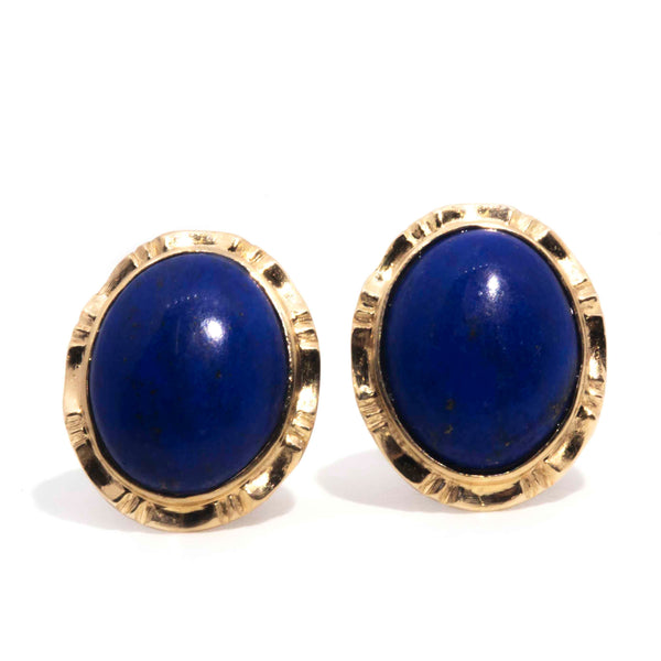 Maleah 14ct Gold Lapis Lazuli Cabochon Vintage Stud Earrings* $ Earrings Imperial Jewellery 