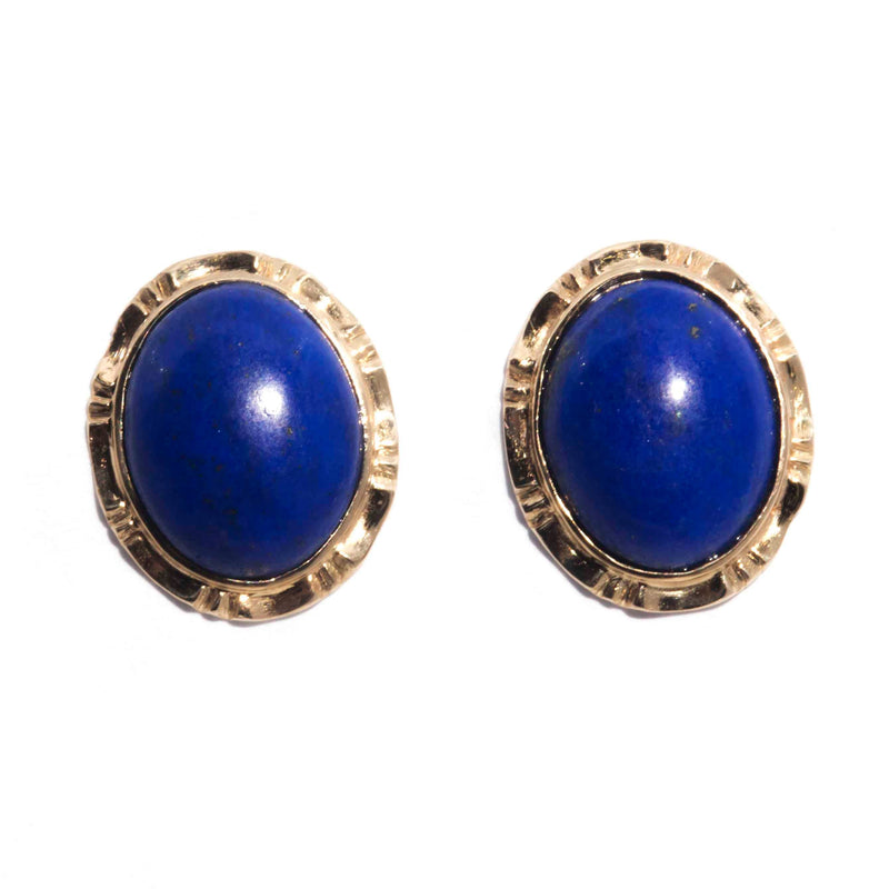 Maleah 14ct Gold Lapis Lazuli Cabochon Vintage Stud Earrings* $ Earrings Imperial Jewellery 