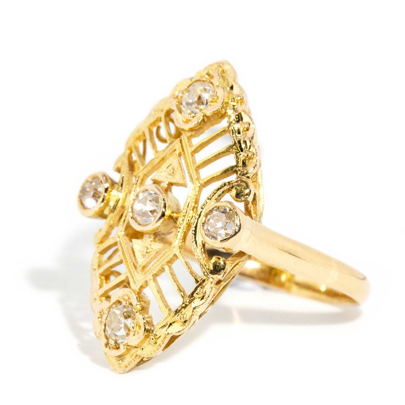Marcia 1930s Art Deco Inspired Old Cut Diamond Ring 18ct Gold Rings Imperial Jewellery 