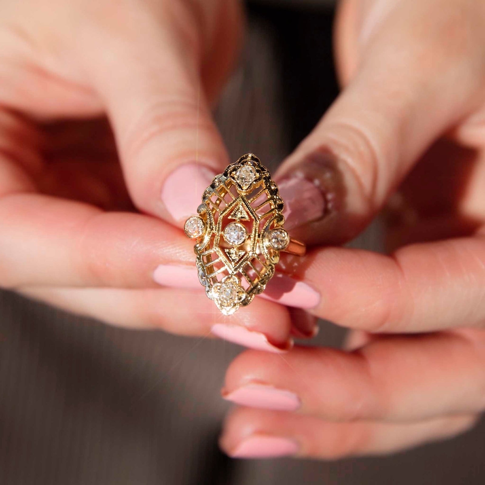 Vintage Circa 1930s Art Deco Inspired Diamond Ring 18ct Gold Imperial Jewellery
