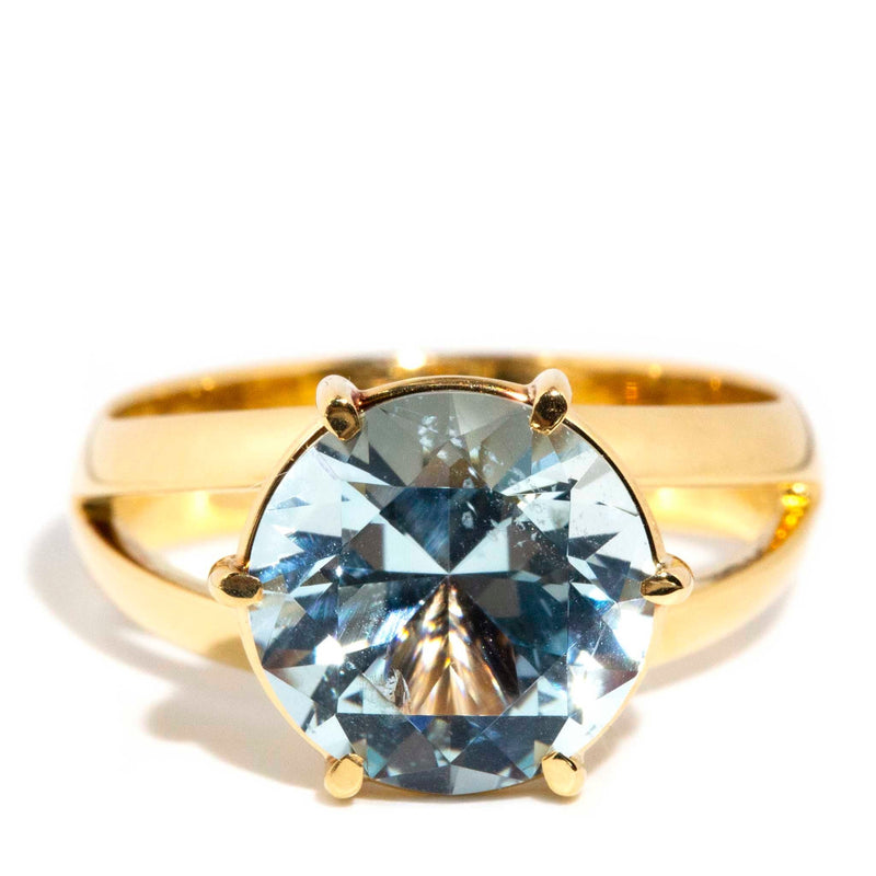 Marcina 1980s 4.11 Carat Aquamarine Solitaire Ring 18ct Gold* CHECK STONE! Rings Imperial Jewellery Imperial Jewellery - Hamilton 