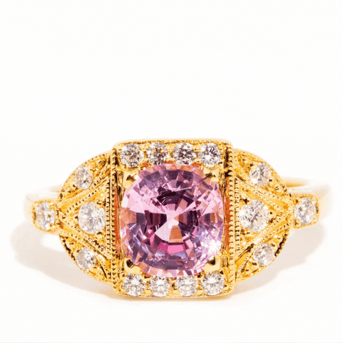 Mariah Bright Pink Spinel & Diamond Ring 18K Yellow Gold