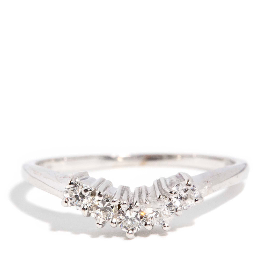 Vintage Circa 1990s Five Stone Diamond Ring 18 Carat White Gold