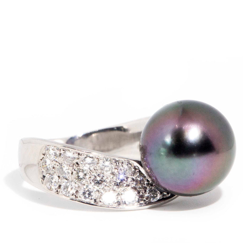 Marlene Platinum Tahitian Pearl & Diamond Ring Rings Imperial Jewellery 
