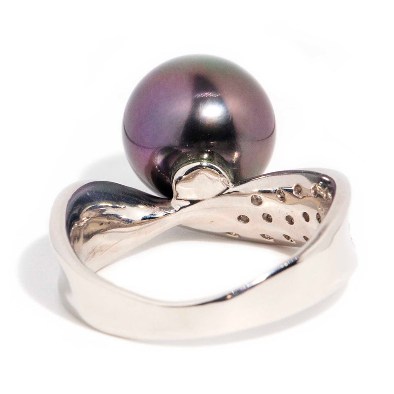 Marlene Platinum Tahitian Pearl & Diamond Ring Rings Imperial Jewellery 