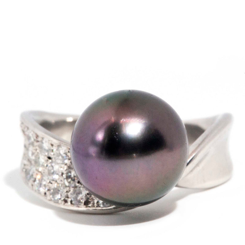 Marlene Platinum Tahitian Pearl & Diamond Ring Rings Imperial Jewellery Imperial Jewellery - Hamilton 