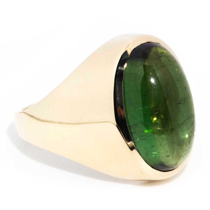 Mars 18ct Gold Vintage Cabochon Cut Green Tourmaline Ring* OB Rings Imperial Jewellery 