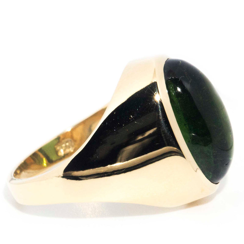Mars 18ct Gold Vintage Cabochon Cut Green Tourmaline Ring* OB Rings Imperial Jewellery 
