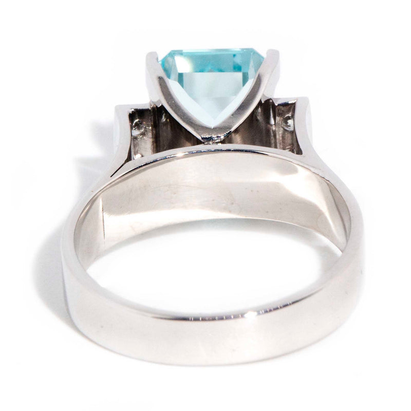 Martina 18ct White Gold Aquamarine & Diamond Ring Rings Imperial Jewellery 