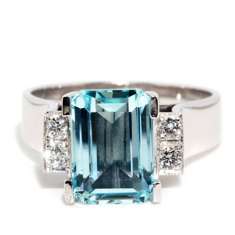 Martina 18ct White Gold Aquamarine & Diamond Ring Rings Imperial Jewellery Imperial Jewellery - Hamilton 