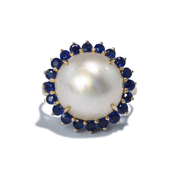 Mary Mabe Pearl & Sapphire Ring Ring Imperial Jewellery - Auctions, Antique, Vintage & Estate 