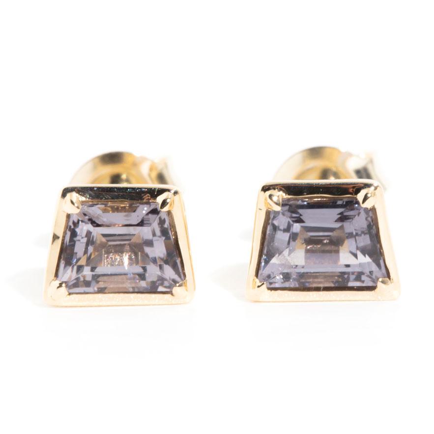Mathilde 9ct Gold Light Purple Spinel Contemporary Stud Earrings (Sarina Check) Earrings Imperial Jewellery Imperial Jewellery - Hamilton