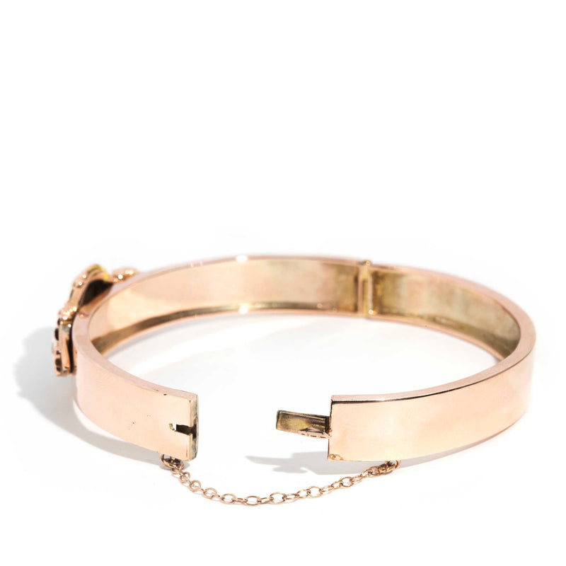 Maverick 9ct Rose Gold Garnet & Diamond Edwardian Hinged Bangle* OB Bracelets/Bangles Imperial Jewellery