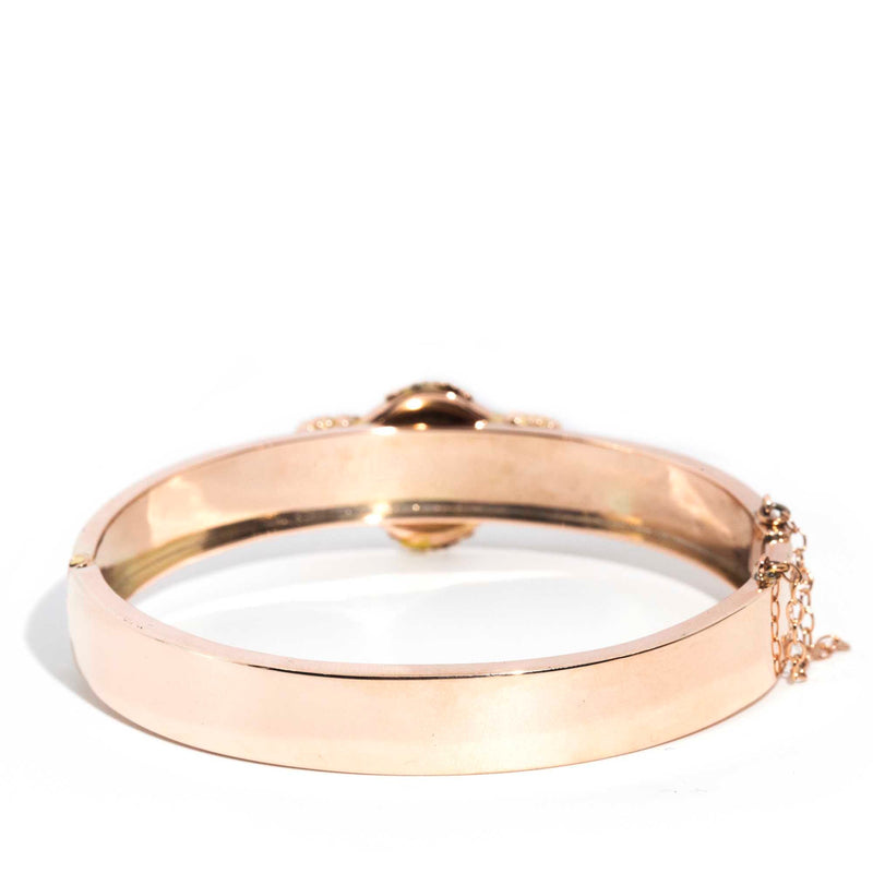 Maverick 9ct Rose Gold Garnet & Diamond Edwardian Hinged Bangle* OB Bracelets/Bangles Imperial Jewellery