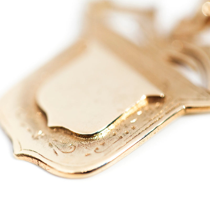 Mawlsley Circa 1900s 9ct Gold Vintage Engraved Shield Pendant Pendants/Necklaces Imperial Jewellery 