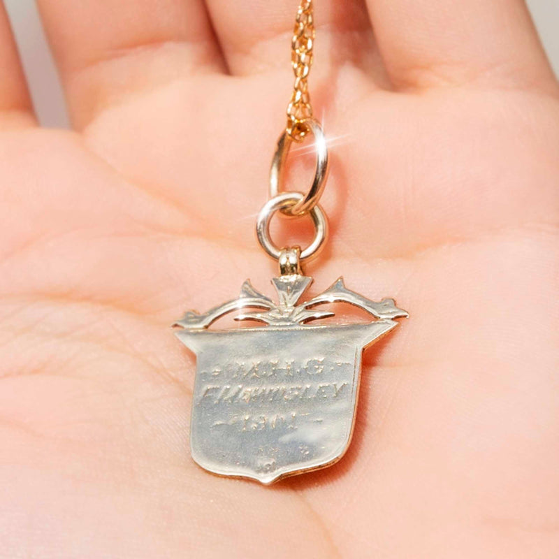 Mawlsley Circa 1900s Vintage Engraved Shield Pendant* GTG Pendants/Necklaces Imperial Jewellery 