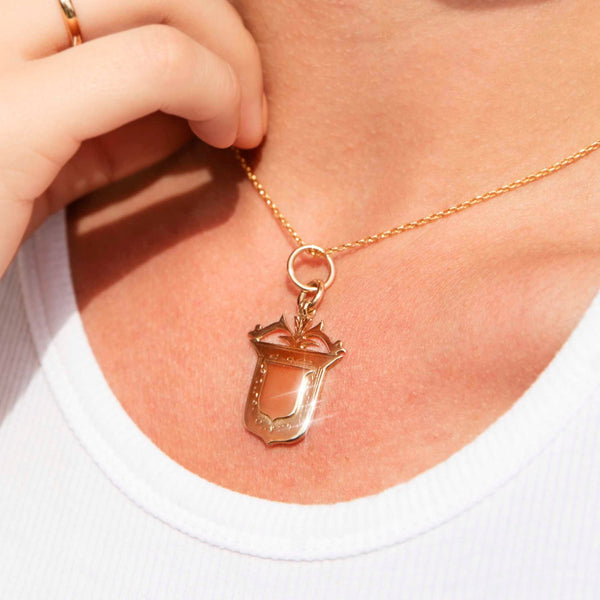 Mawlsley Circa 1900s Vintage Engraved Shield Pendant* GTG Pendants/Necklaces Imperial Jewellery 