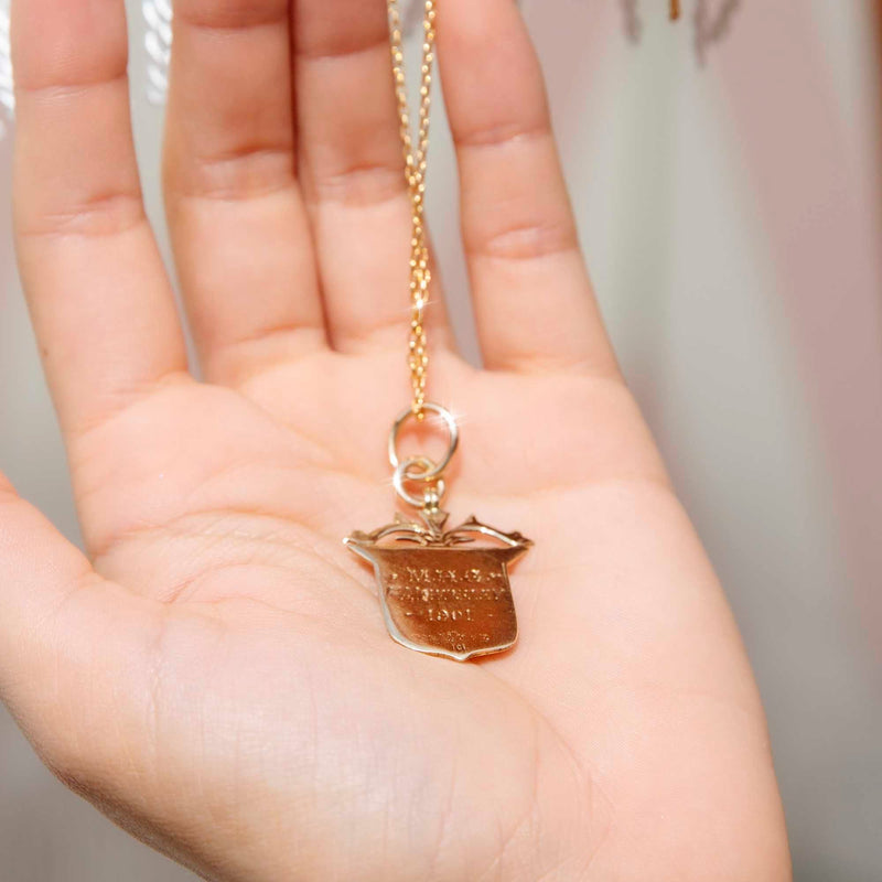 Mawlsley Circa 1900s Vintage Engraved Shield Pendant* GTG Pendants/Necklaces Imperial Jewellery 