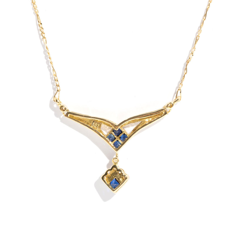 Maxine Sapphire and Diamond 18 Carat Yellow Gold Necklet Pendants/Necklaces Imperial Jewellery 