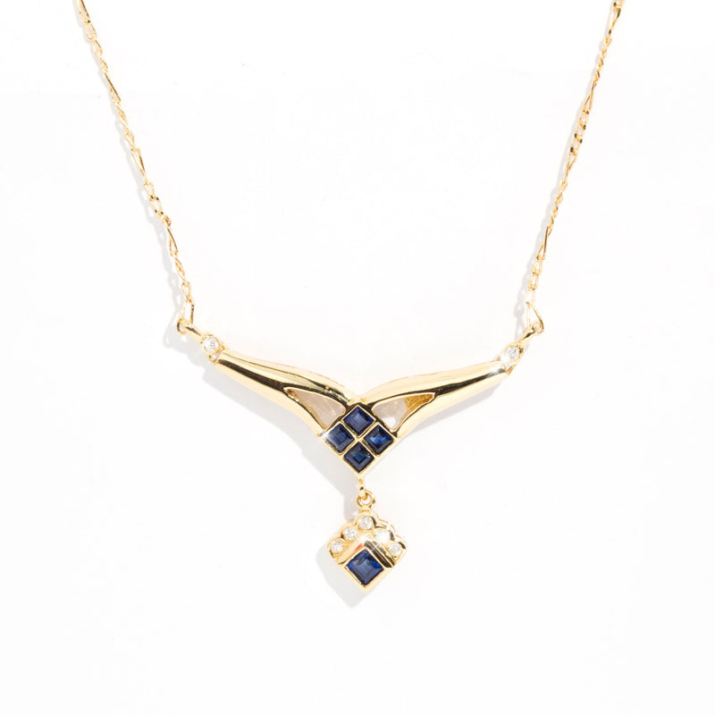 Maxine Sapphire and Diamond 18 Carat Yellow Gold Necklet Pendants/Necklaces Imperial Jewellery Imperial Jewellery - Hamilton 