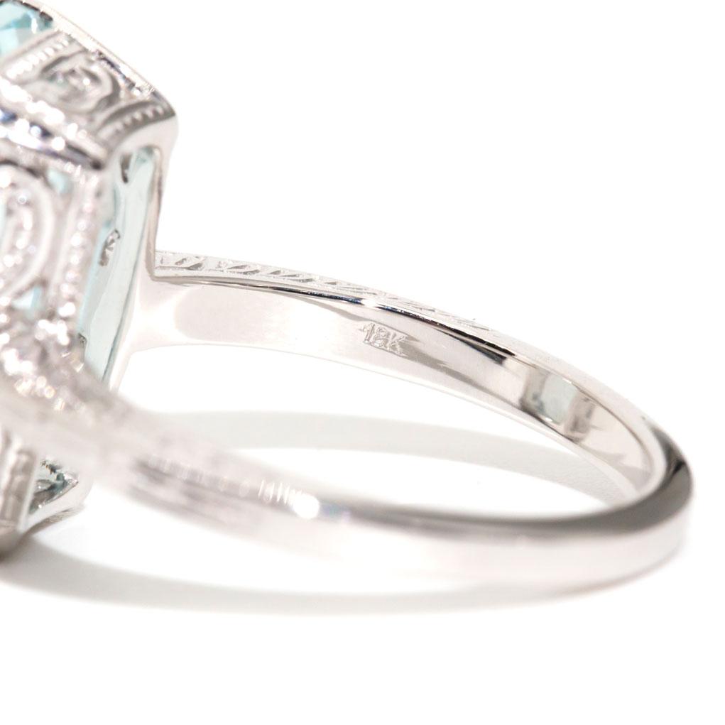 Megan 18 Carat White Gold Aquamarine Ring Rings Imperial Jewellery