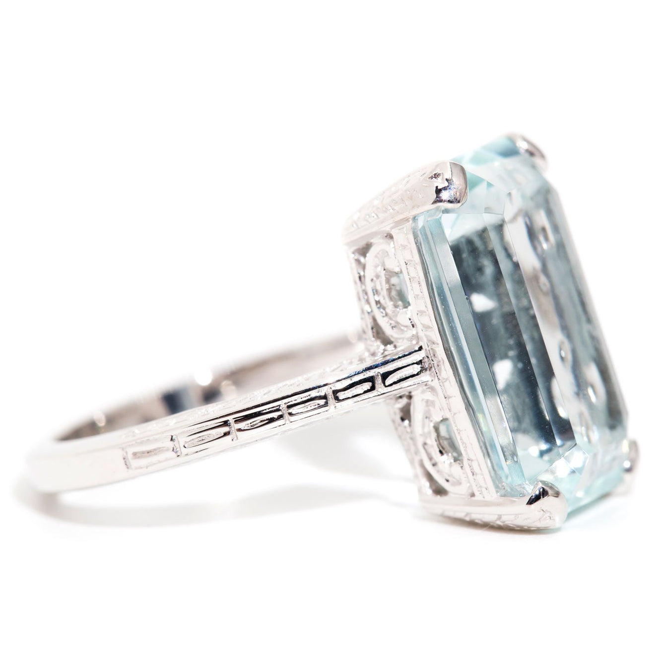 Megan 18 Carat White Gold Aquamarine Ring Rings Imperial Jewellery