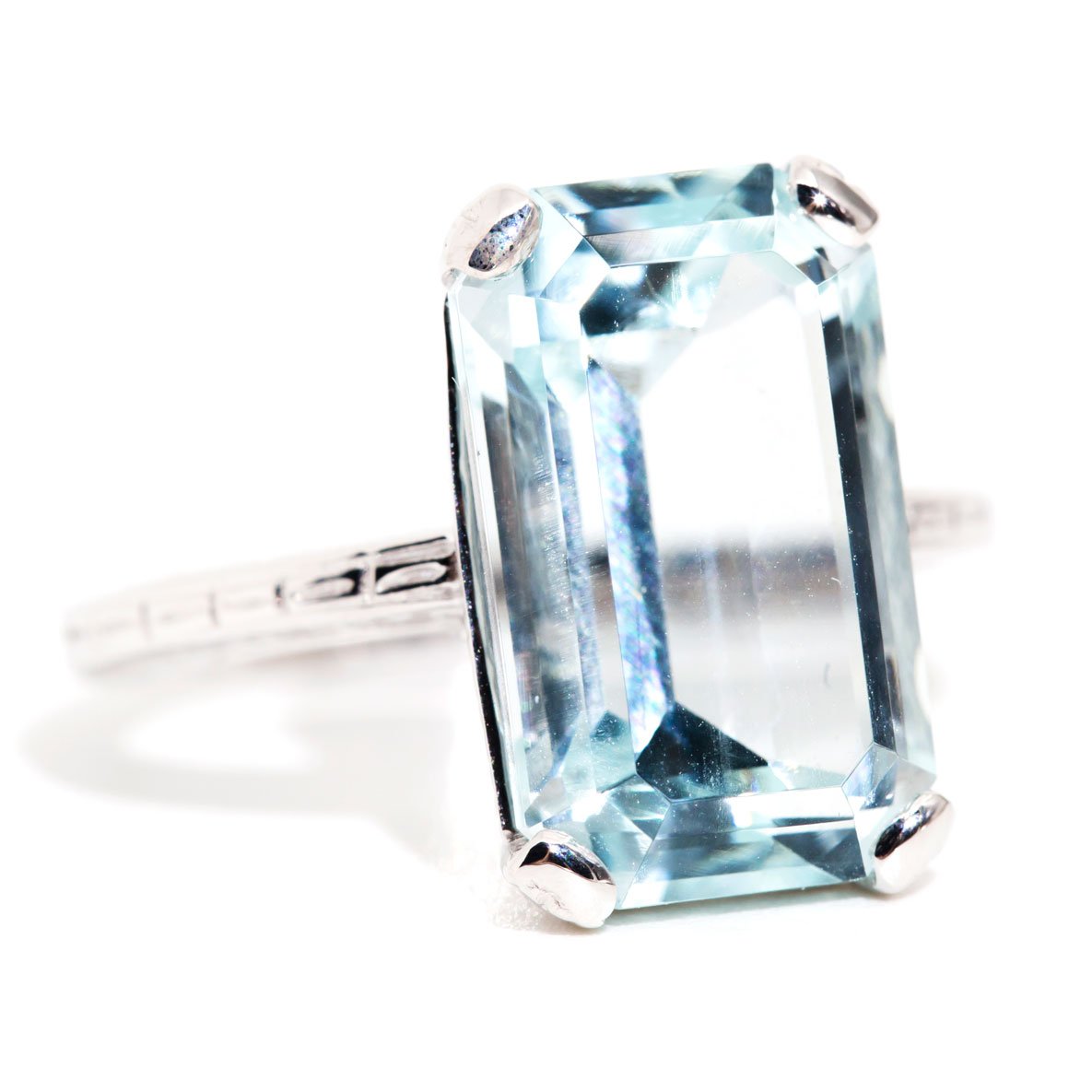 Megan 18 Carat White Gold Aquamarine Ring Rings Imperial Jewellery