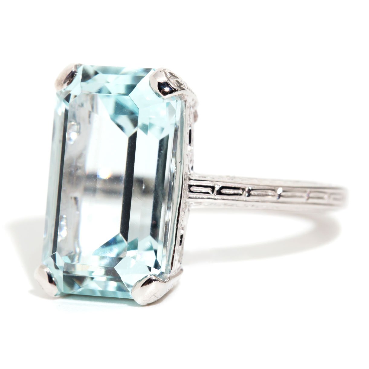 Megan 18 Carat White Gold Aquamarine Ring Rings Imperial Jewellery