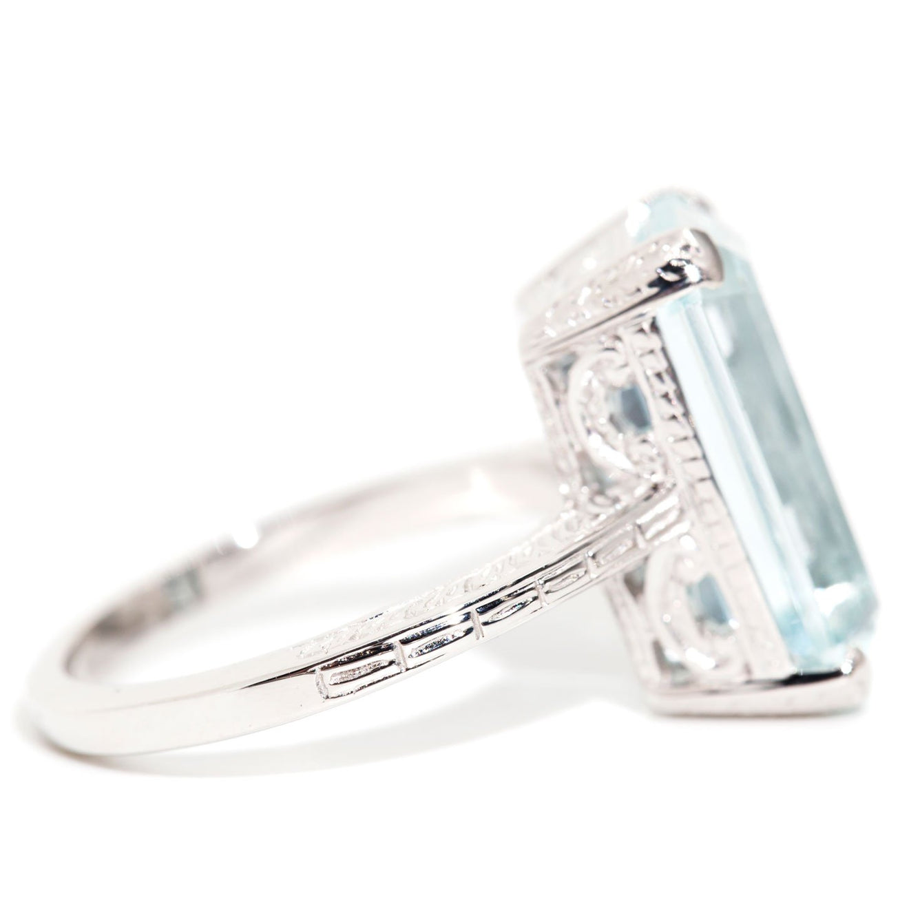 Megan 18 Carat White Gold Aquamarine Ring Rings Imperial Jewellery