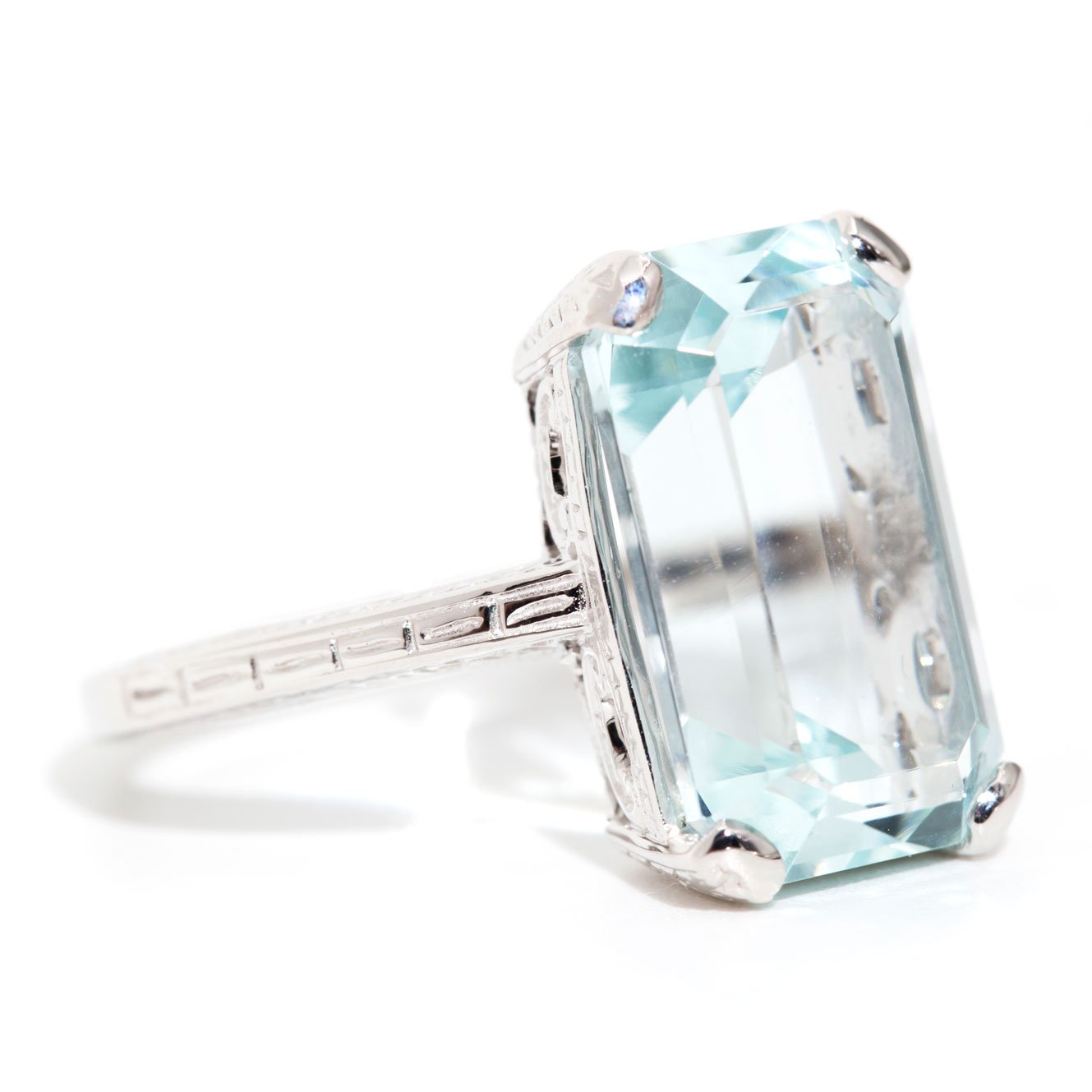 Megan 18 Carat White Gold Aquamarine Ring Rings Imperial Jewellery