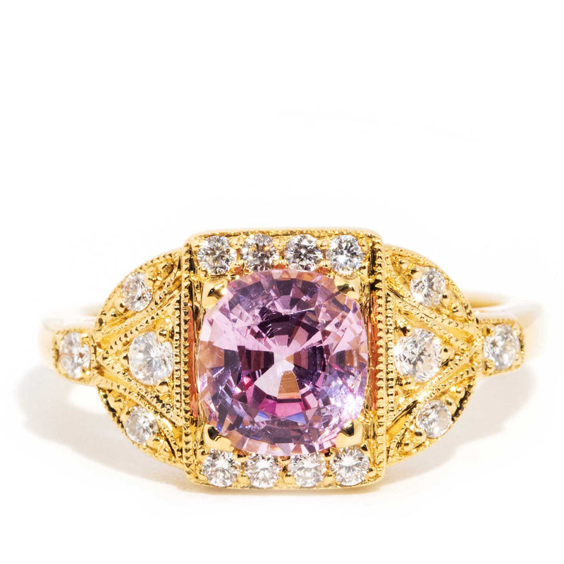 Melanie 18ct Yellow Gold Pink Spinel Diamond Milgrain Cluster Ring* Gemmo $ Rings Imperial Jewellery Imperial Jewellery - Hamilton 